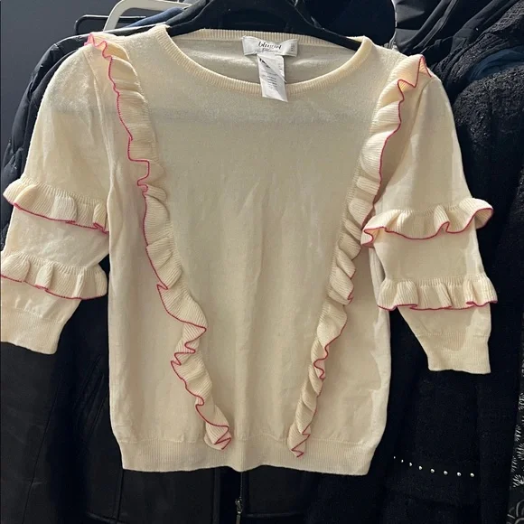 Women's Cream Ruffle Sweater - Picture 4 of 4